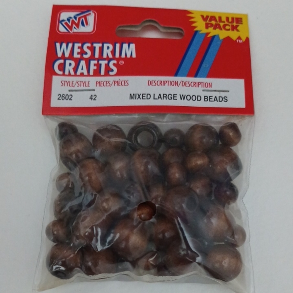 3/$15 42pc Mixed Large Wood Beads Westrim Crafts 2602-ZE-007 048492838541